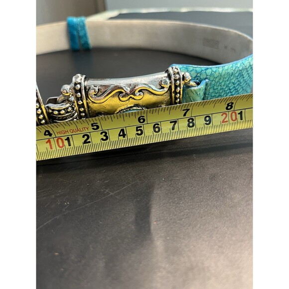 WCM New York Turquoise Silver Black Onyx Italian Leather Belt Southwestern Rodeo main image 10